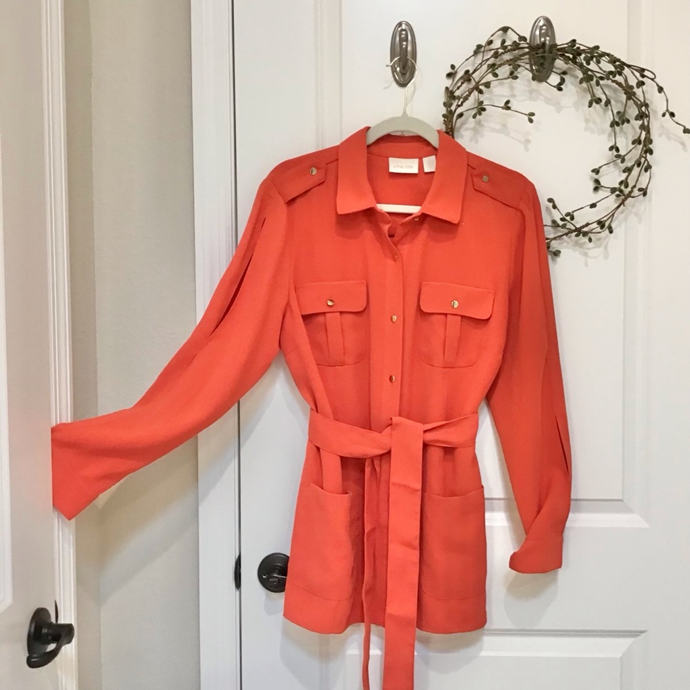 Chicos Split Sleeve Shirt Jacket Size L, EUC